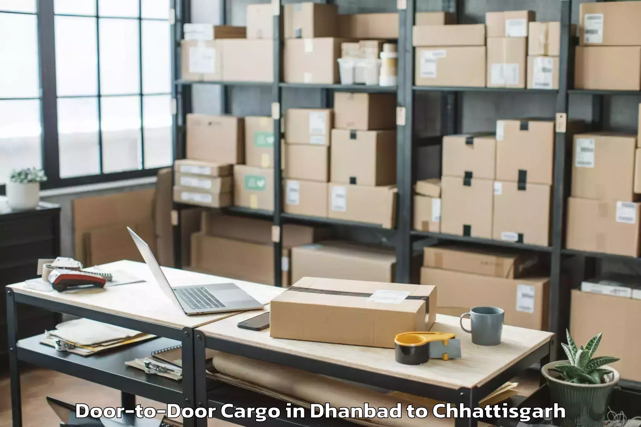 Top Dhanbad to Korba Door To Door Cargo Available